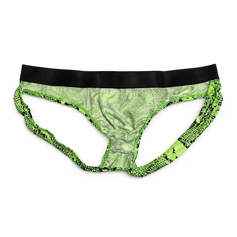 Jockmail Men's Neon Green Snake-Print Briefs